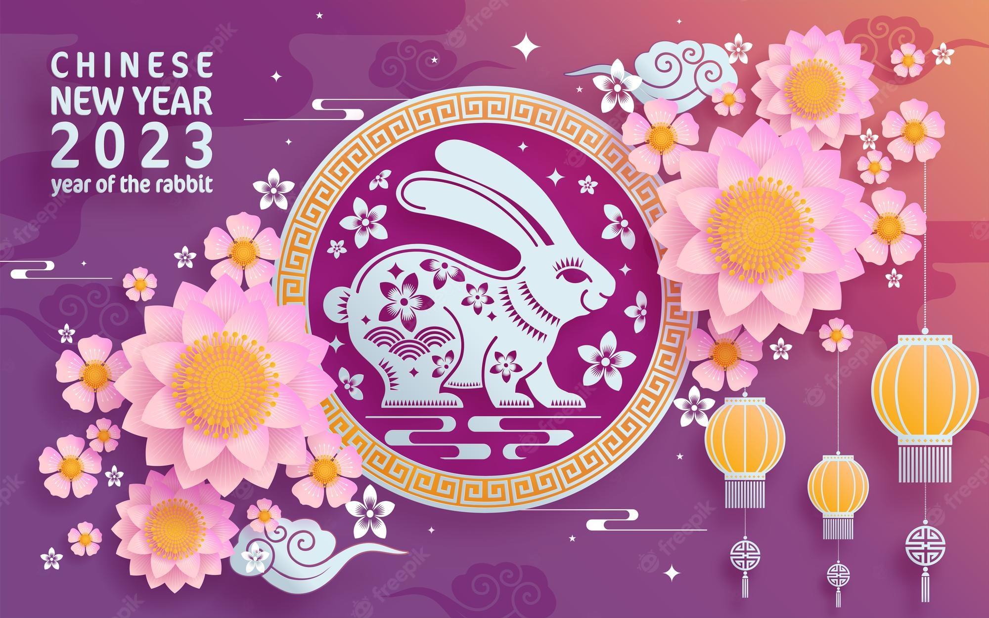 Premium Photo  Year of rabbit happy chinese new year 2023