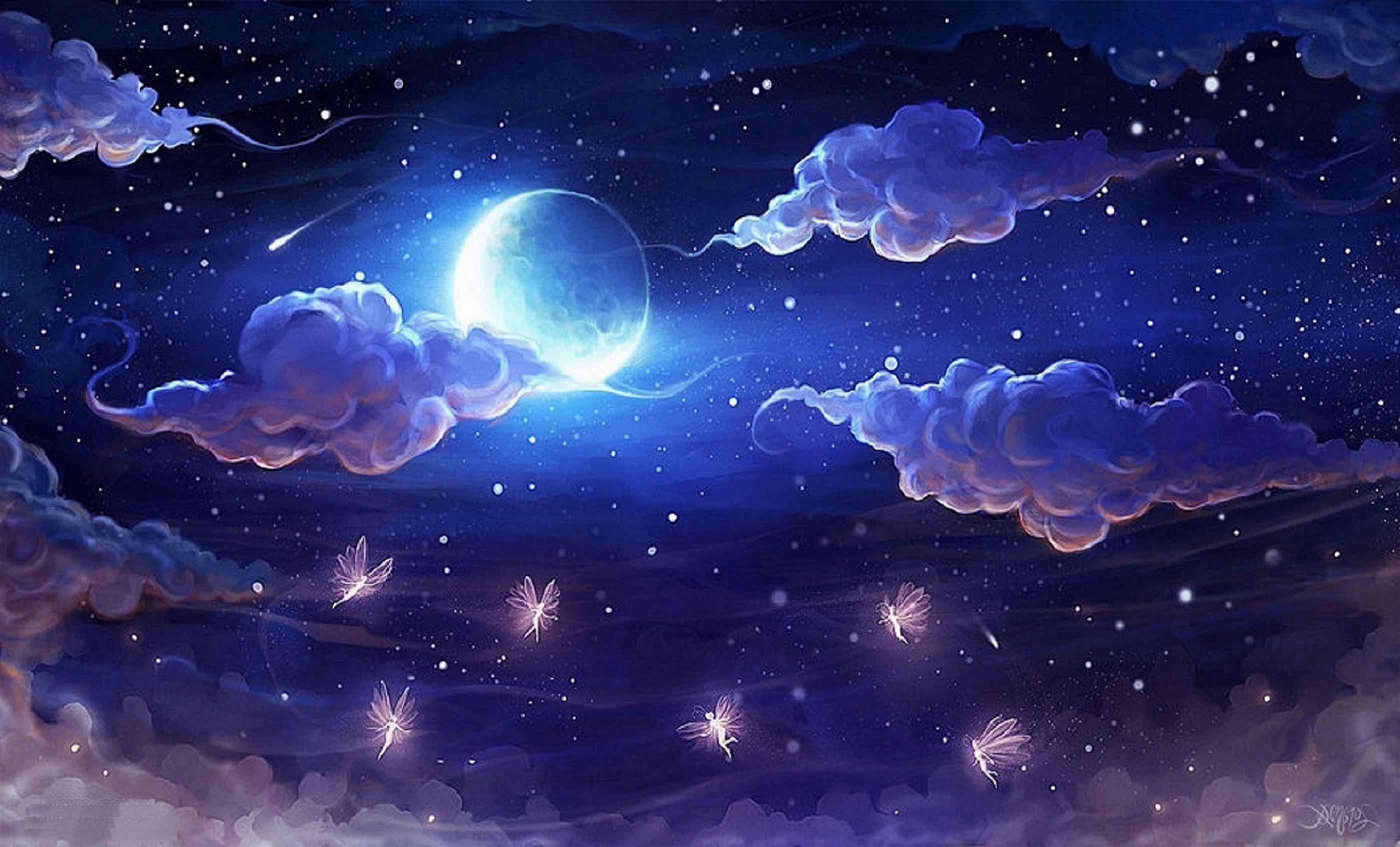 Night Sky Moon Wallpaper Image Photos Picture