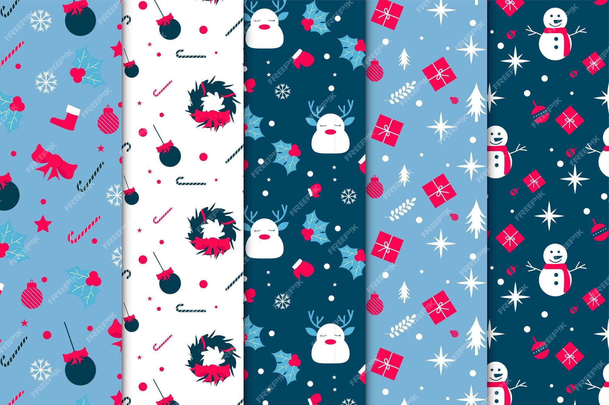 Premium Vector Christmas Decoration Pattern Bundle With Blue And