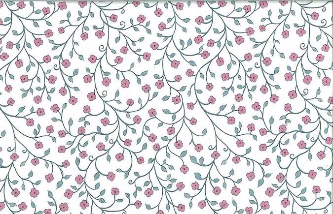 Victorian Wallpaper Pink Blue White Floral Vines Imperial Am2043