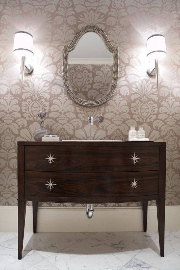 The Whimsical Print In This Powder Room Gives Just Right Amount Of