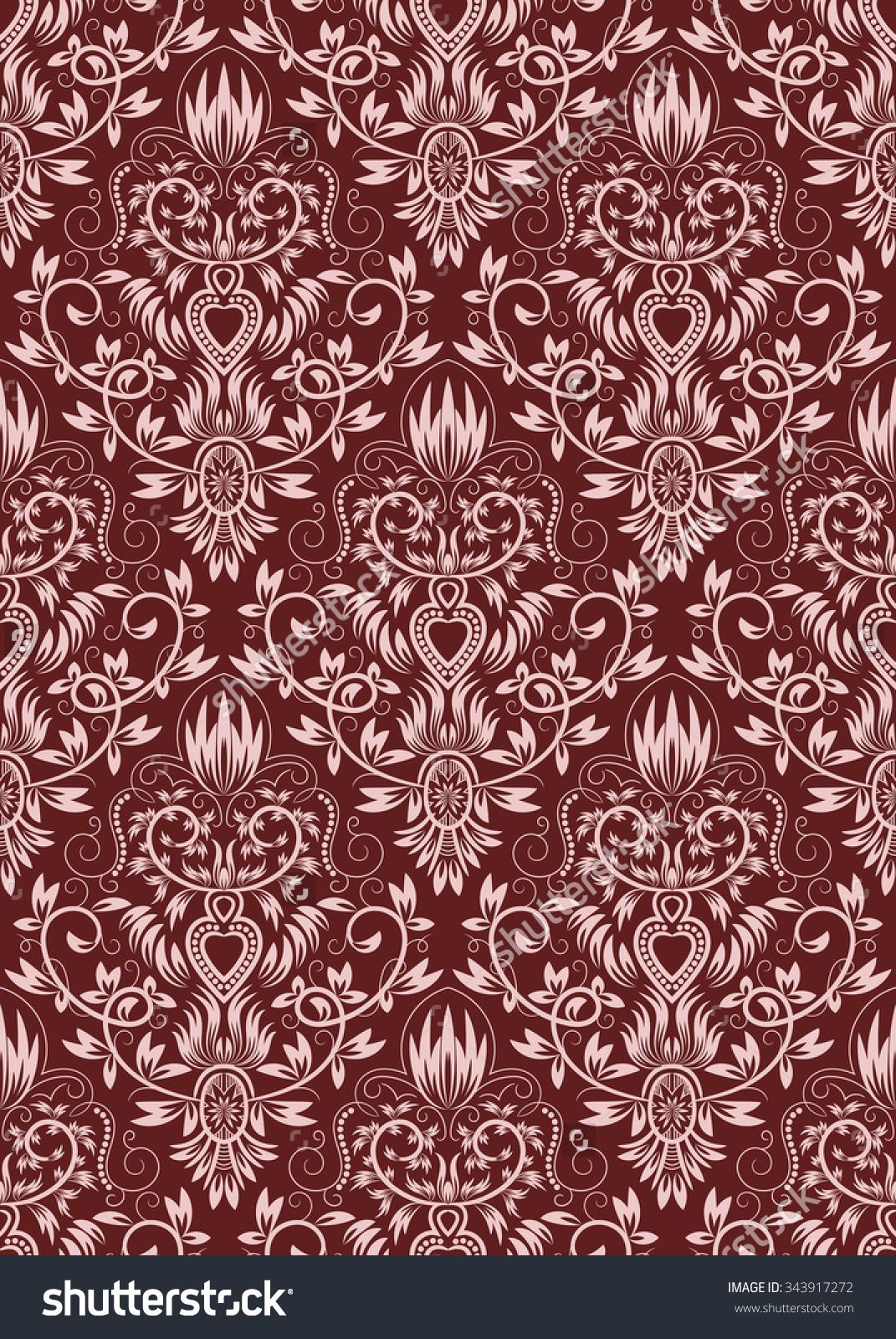 Damask Seamless Pattern Repeating Background Burgundy Floral