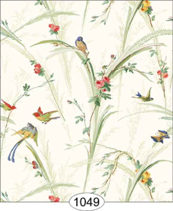 Dollhouse Wallpaper Songbirds In White