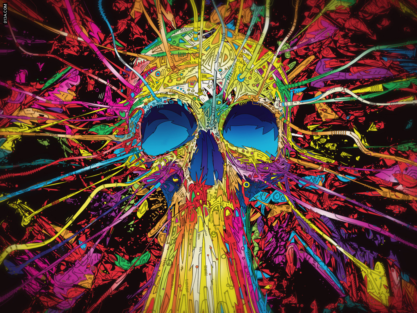 Color Explosion Wallpaper Skull Myspace Background