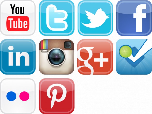 Glossy Social Media Icons Vector Set