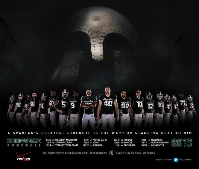 Michigan State football releases 2013 schedule poster senior LB Max