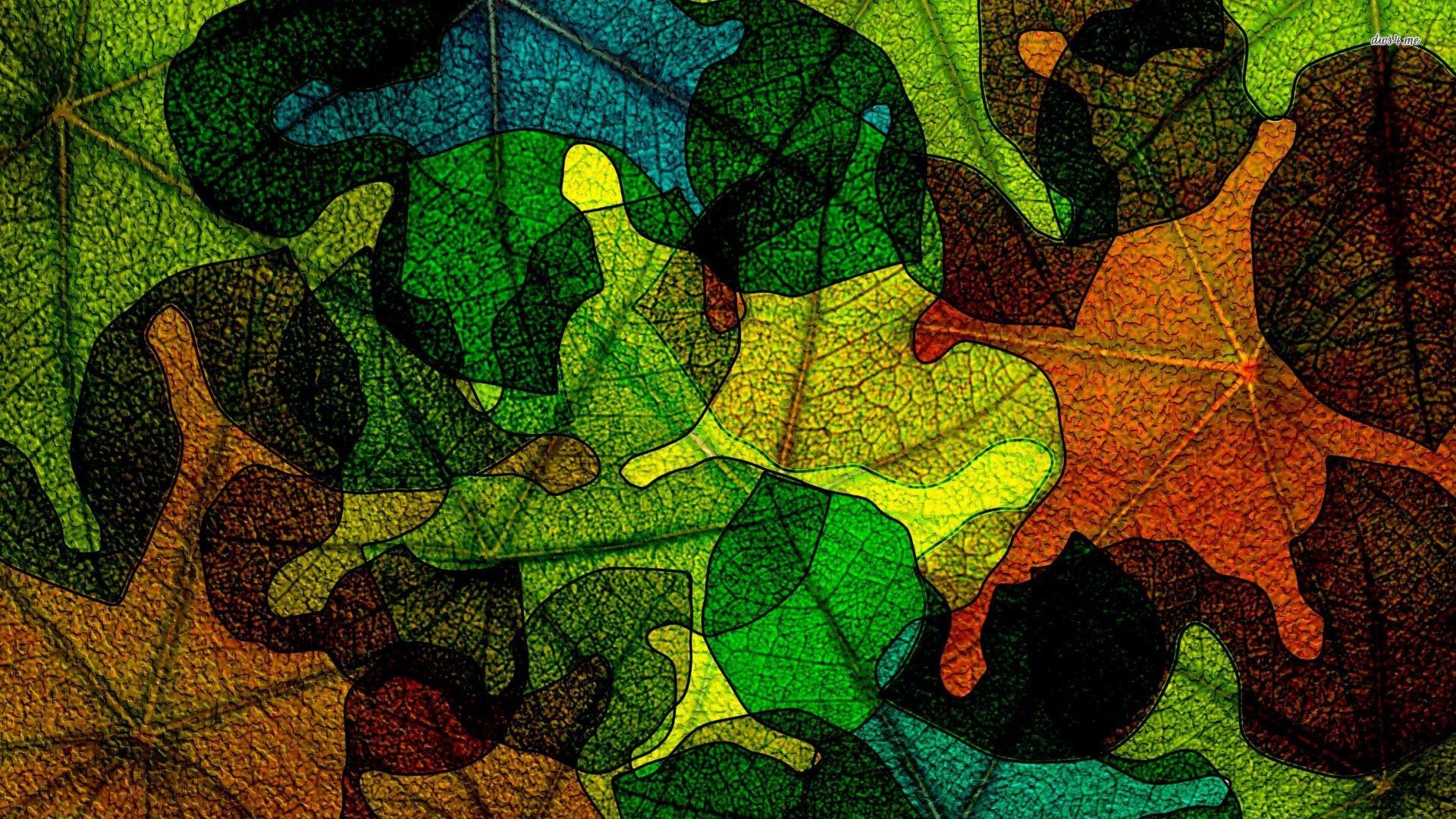 Leaves Contours Wallpaper Abstract