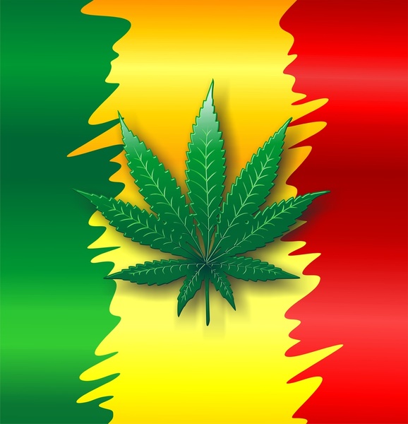 Cannabis Leaf Rasta Colors