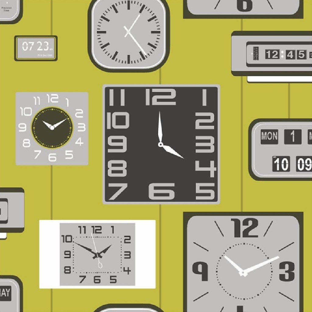 Klox Retro Clock Calendar Digital Alarm 10m Wallpaper Roll Decor Art