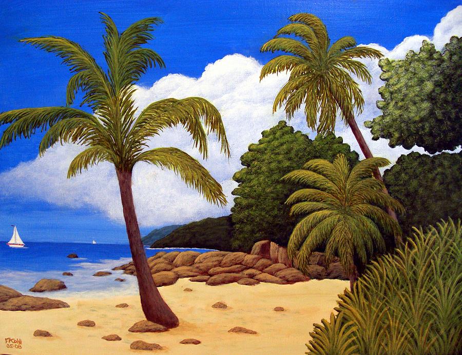 Tropical Island Beach Painting By Frederic Kohli Fine Art America