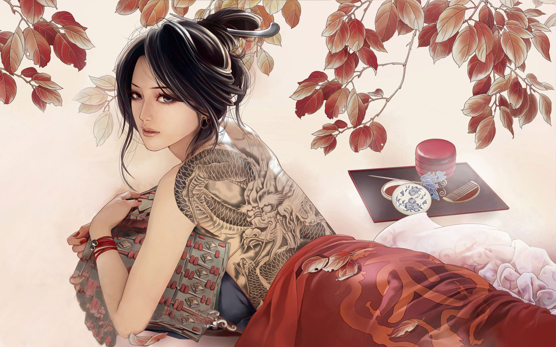 Modern geisha wallpaper