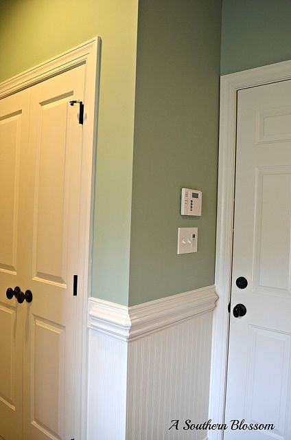 Laurel Mist By Behr Paints And Beadboard Wallpaper Allen Roth