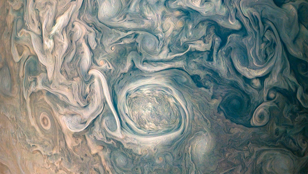 Jupiter NASA releases turbulent photo of planets clouds