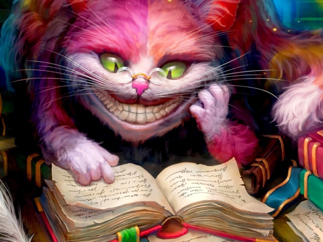 Cheshire Cat Reading A Book Alice In Wonderland Wallpaper And Image