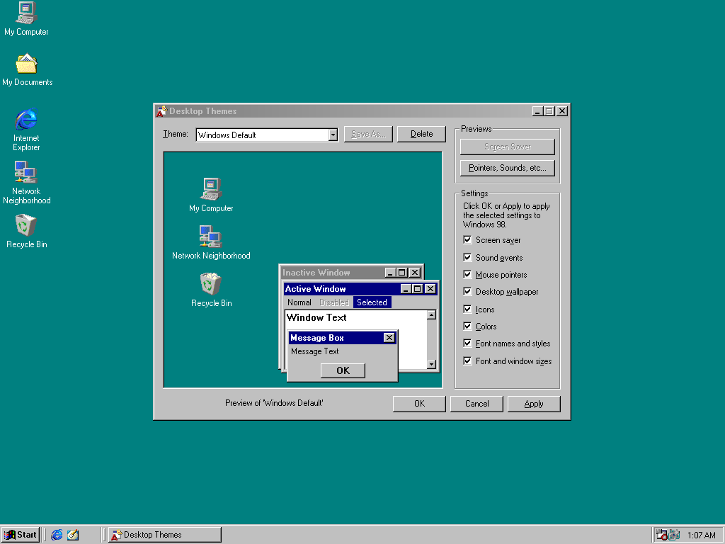 windows 98 desktop themes for windows 2000