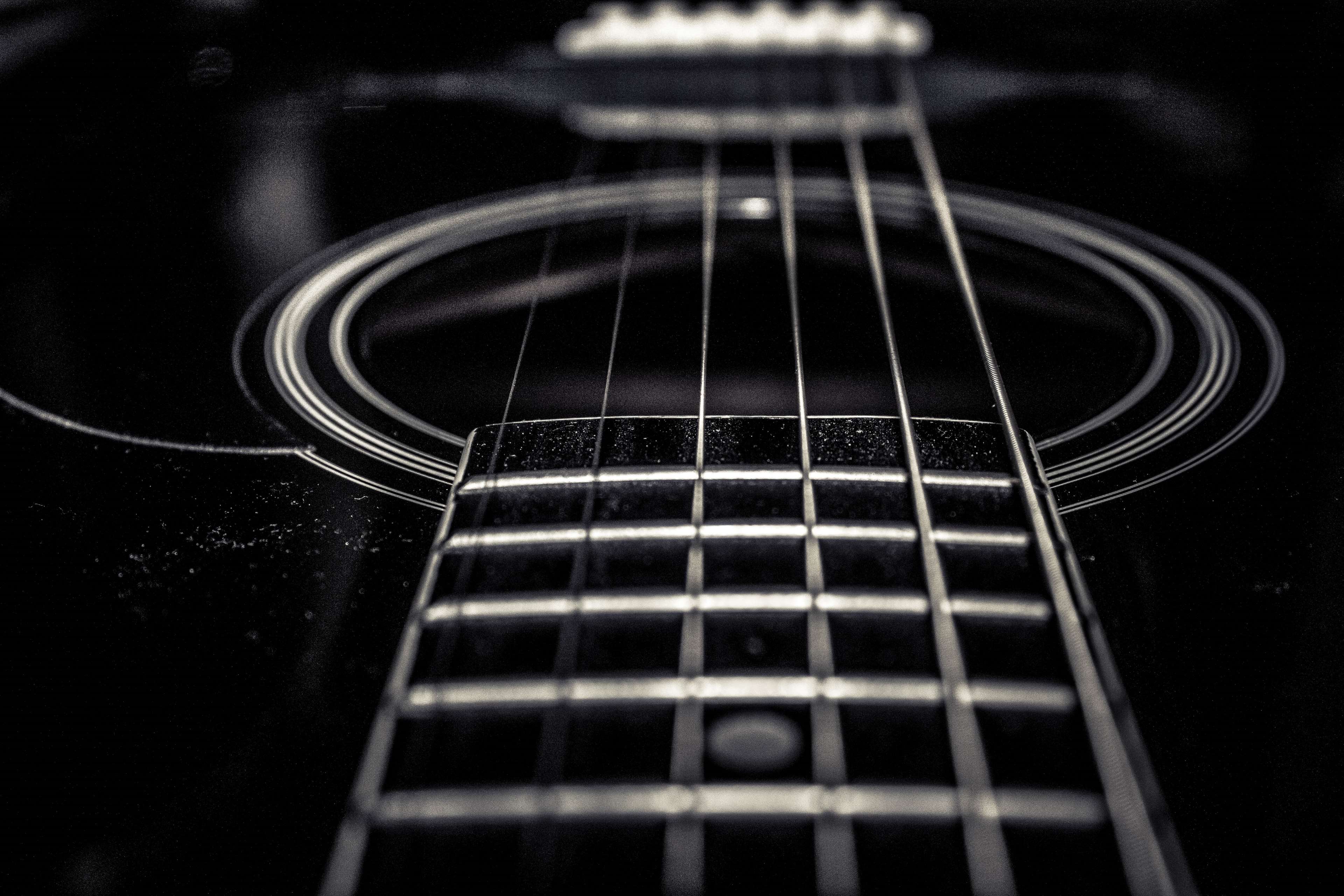 Acoustic Guitar Collage Composition Grip Player Hand Handle Music Wallpaper