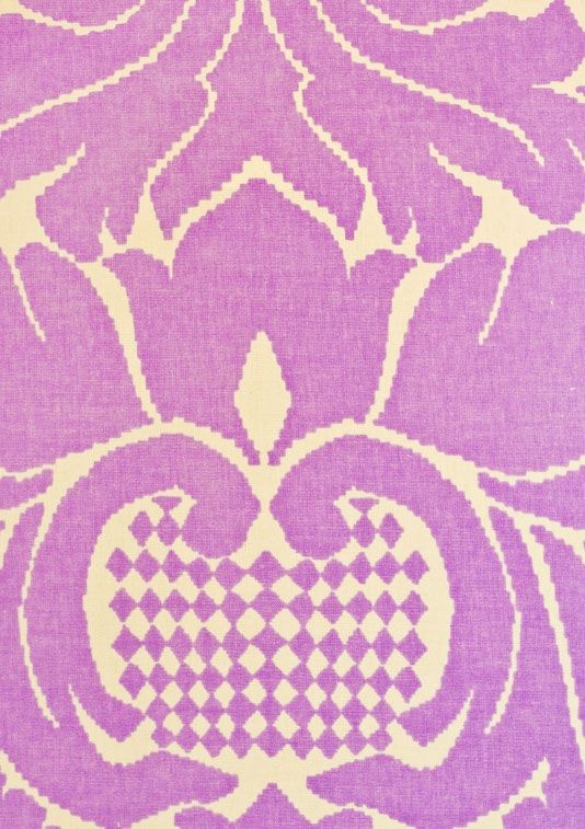 Large Hand Printed Purple Damask Design Minimum Order Of Metres