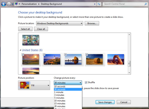 Desktop Slideshow Settings
