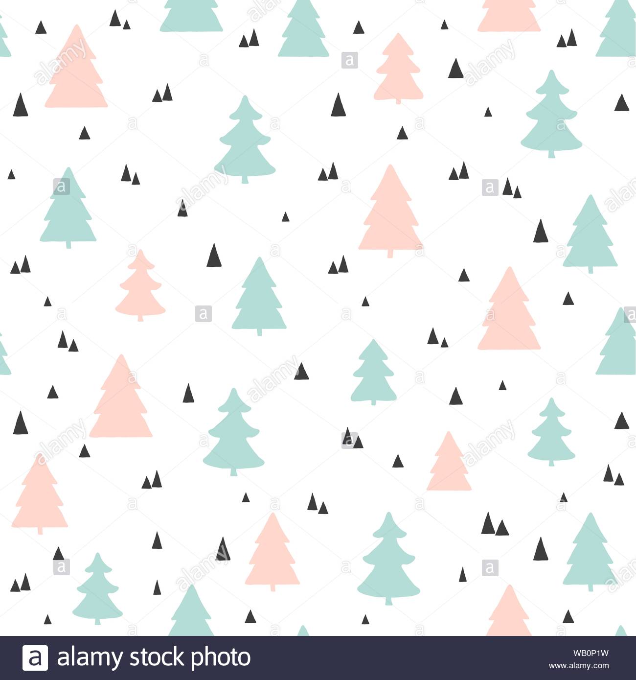 Christmas Trees Seamless Pattern Vector Childish Scandinavian