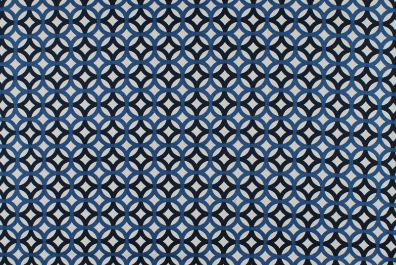 Blue White Contemporary Geometric Trellis Drapery Fabric Lyndon Navy