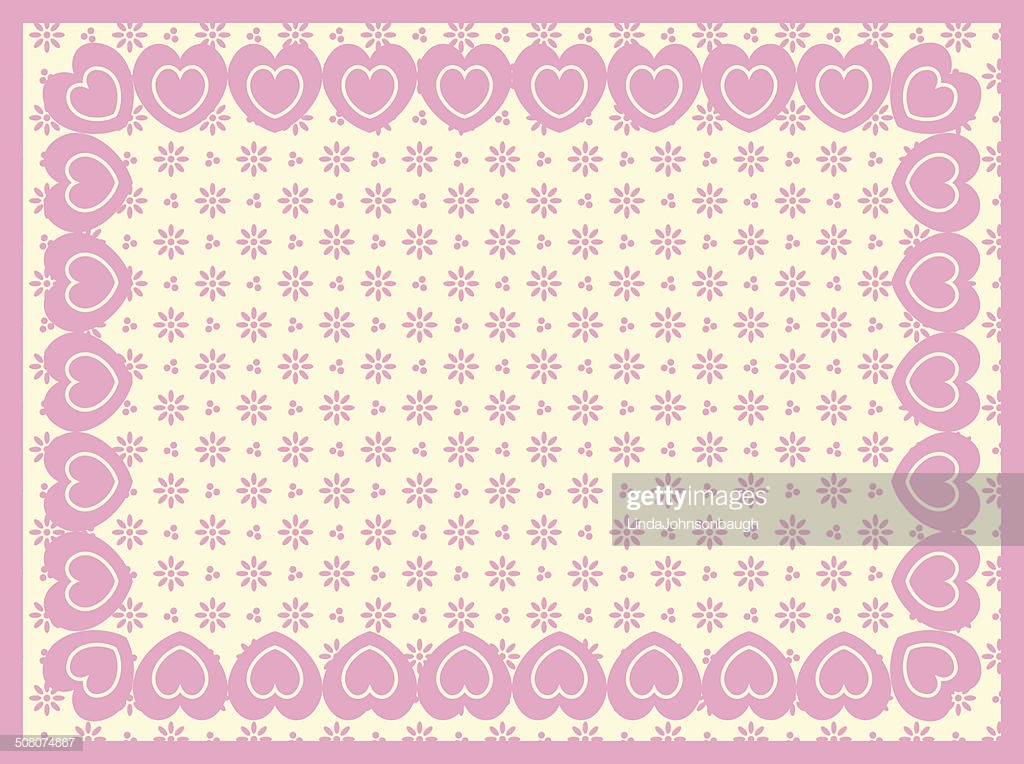 Victorian Eyelet Copy Space Background With Border Of Hearts Stock