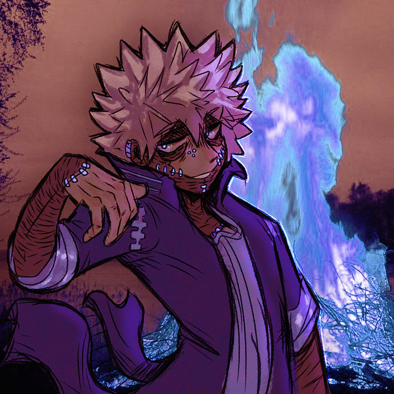 Dabi Looking Aesthetic By Sunsetpanther Wallpaper