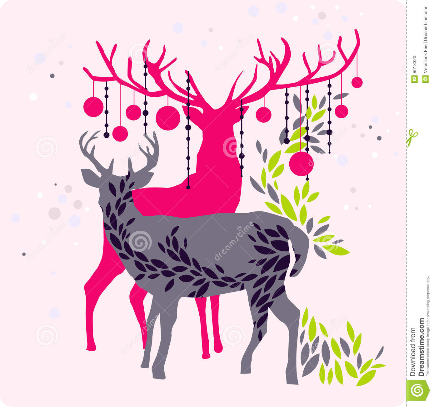 Cute Christmas Reindeer Wallpaper Stock Photo