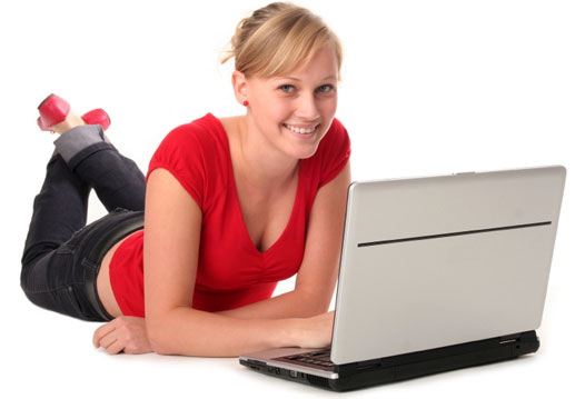 Hot Girl With Laptop Office