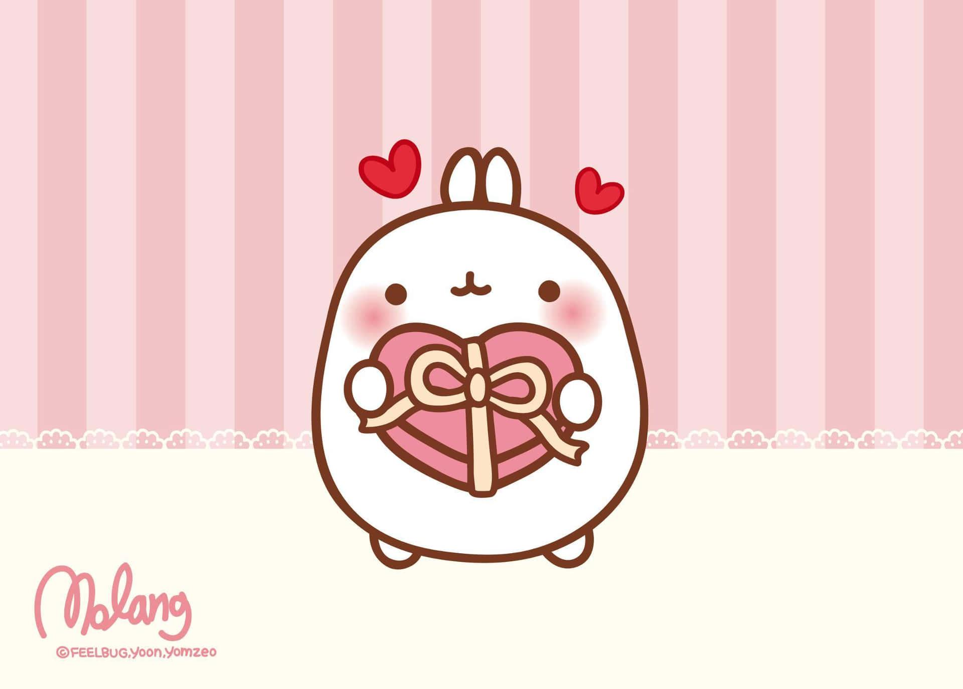 A Cute Kawaii Bunny Holding Heart Wallpaper