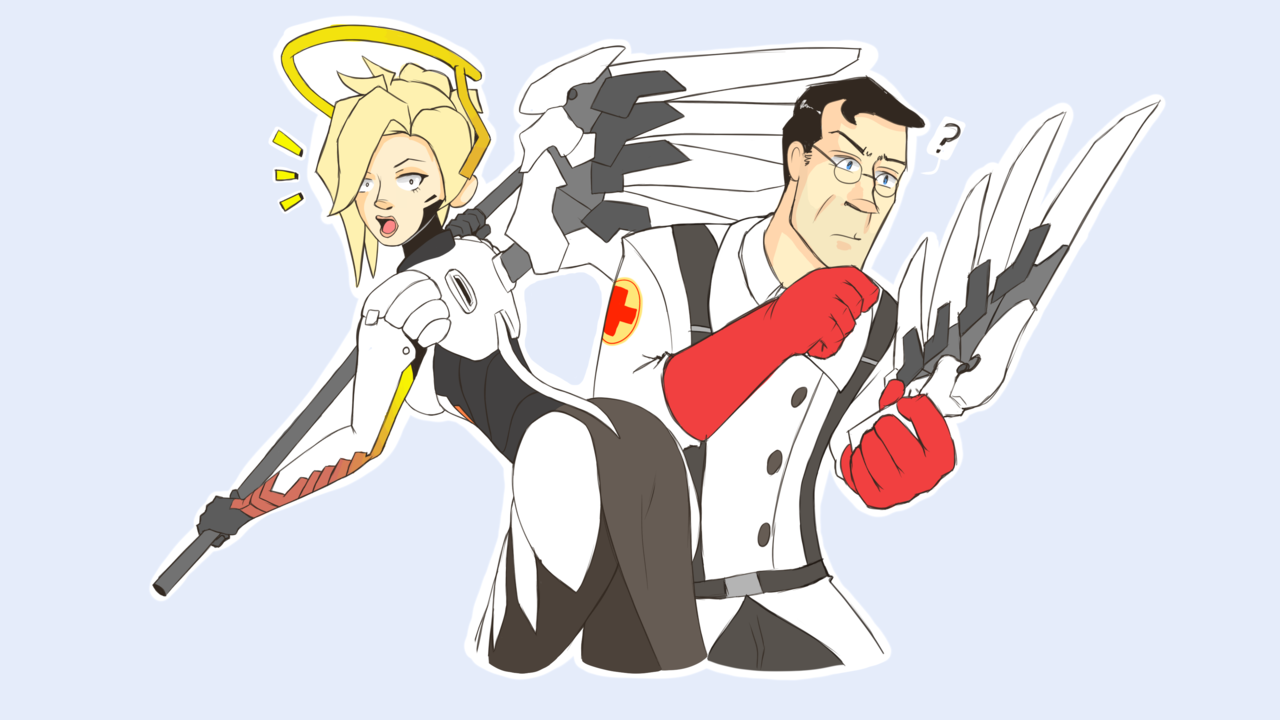 Overwatch Mercy and TF2 medic by Minispartan300 on