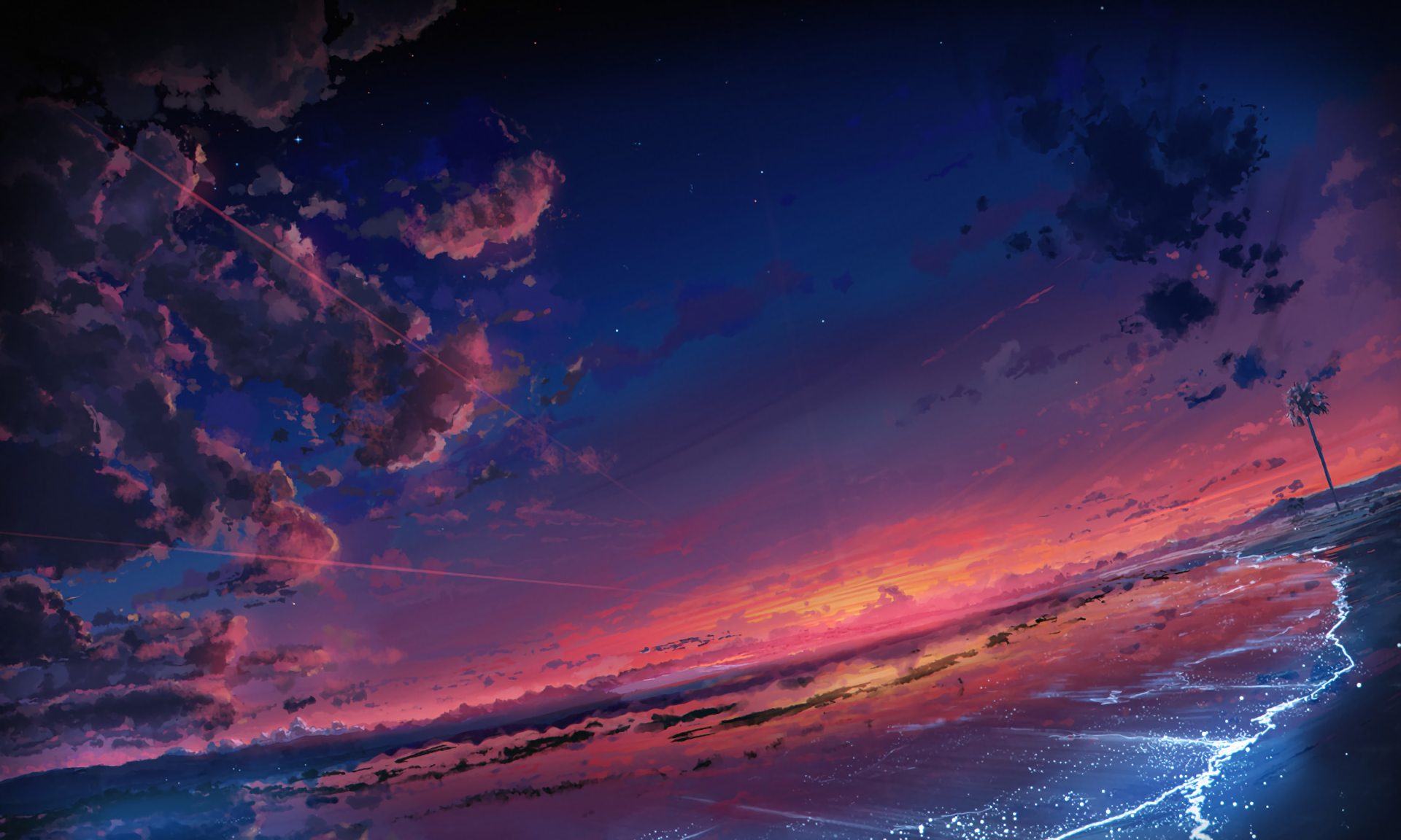 Anime Beach Sunset HD Wallpaper By Knyt