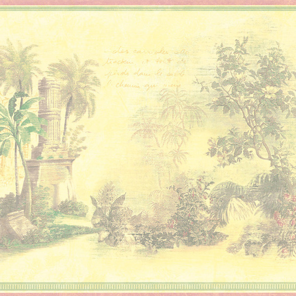 Free download Toile Scenic Floral Wallpaper Border Multicolor