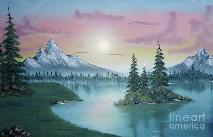 Bob Ross Lanscape Oil Painting Wallpaper Mountain Waterfall