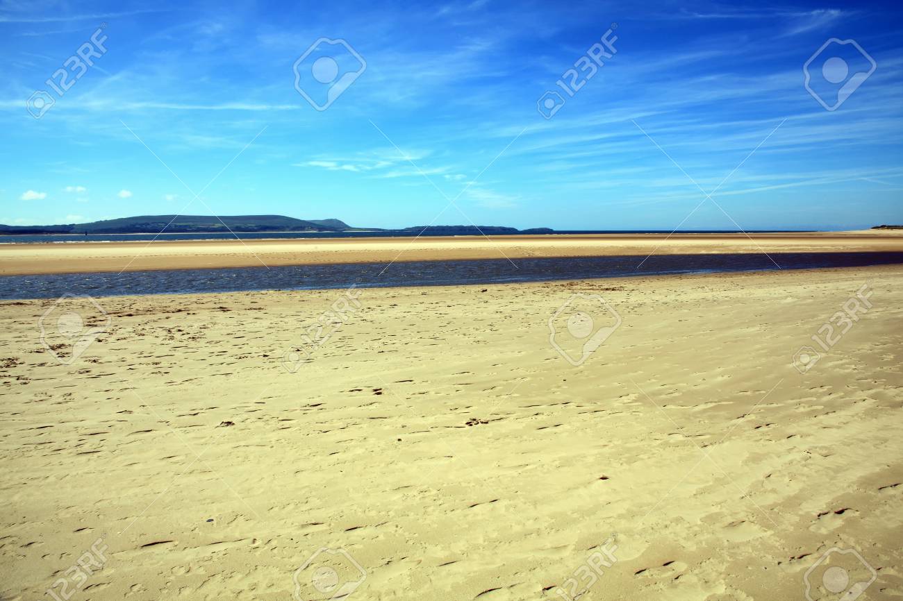 Coastline Background Of The Sand Beach At Burry Port