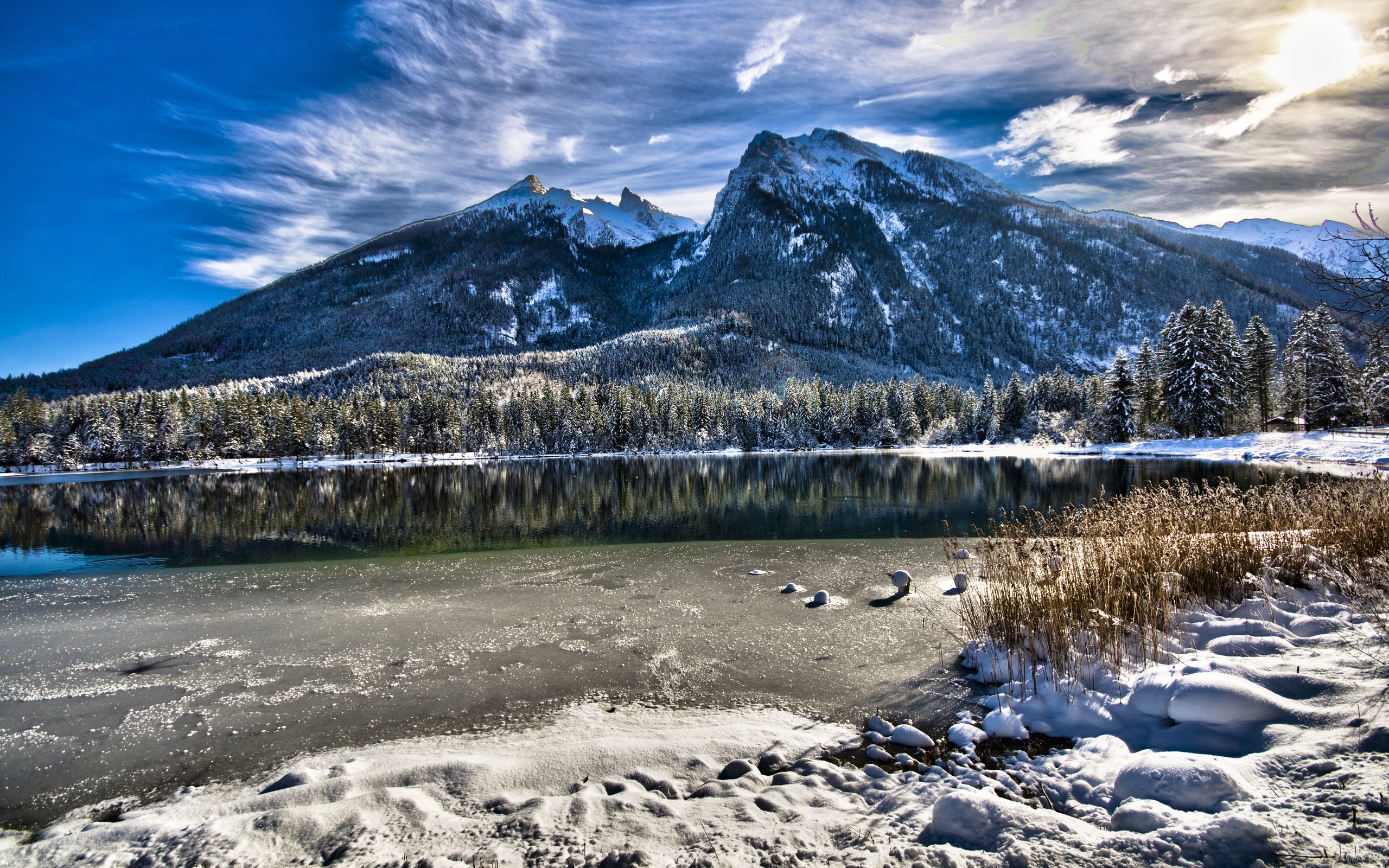 Winter Landscape In Mountains HD Desktop Wallpaper