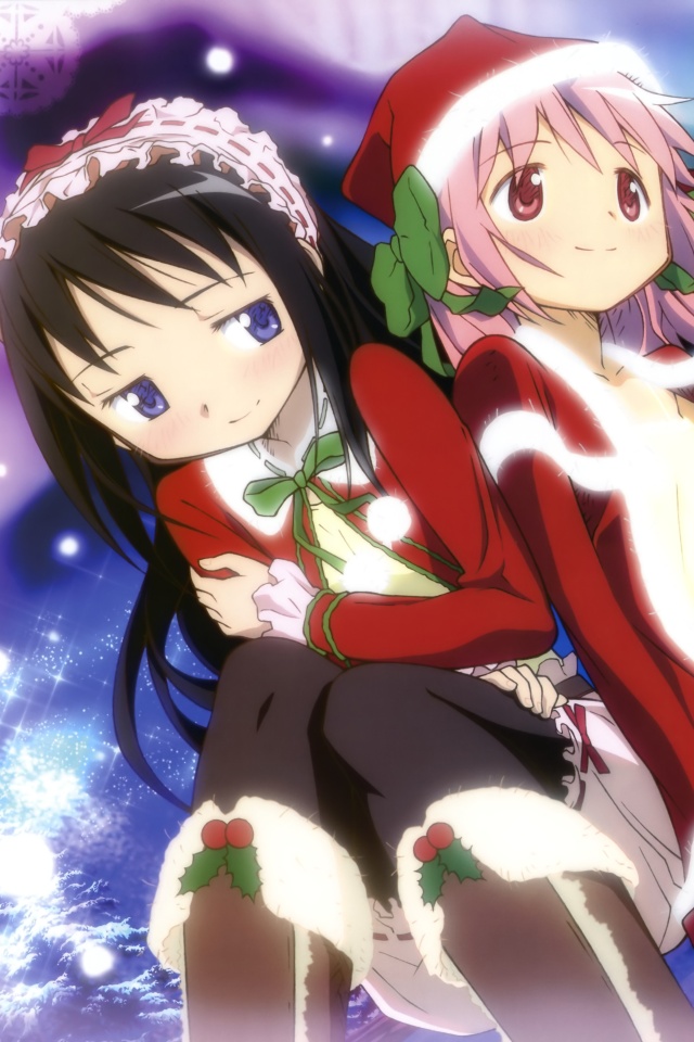Christmas Anime Wallpaper Madoka iPhone Homura Akemi