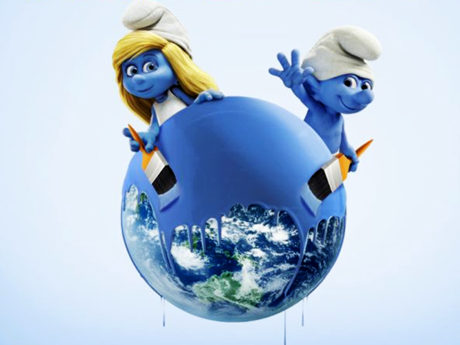 The Smurfs Smurfette Pains Globe Blue HD Wallpaper