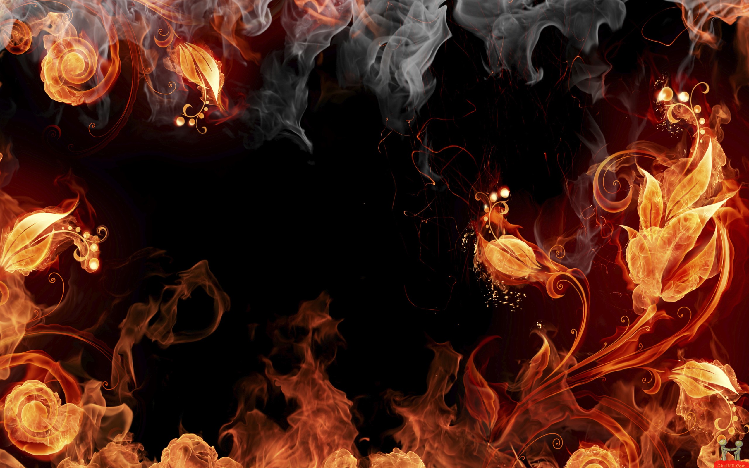 3d Fire Leaves Hd Wallpaper For Desktop E Entertainment