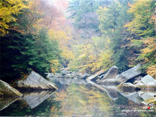 Pennsylvania Wallpaper Fall Foliage Reflected In Slippery Rock Creek
