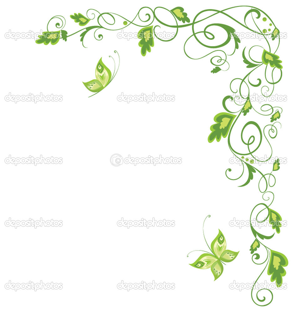 Green Elegant Flower And Butterfly Border Pics Stock Photos All Sites