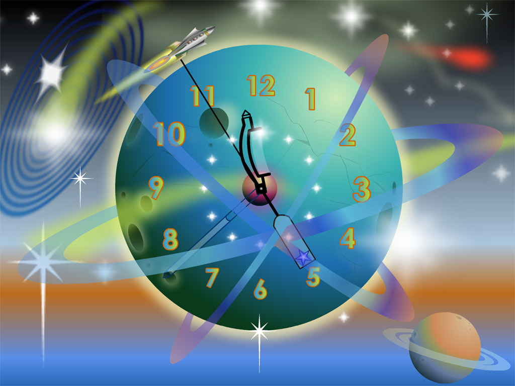 Free download Rocket Clock screensaver a space rocket in your