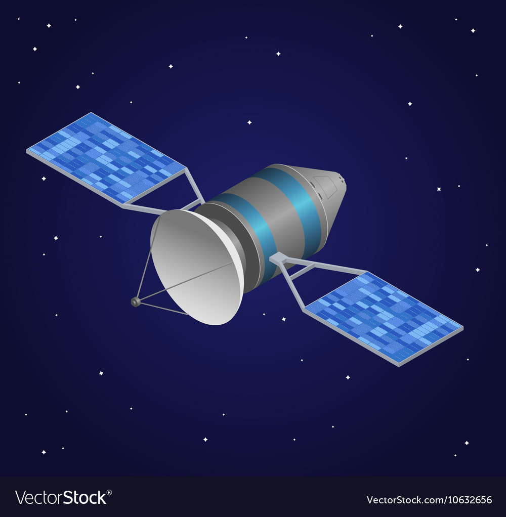 Observation Satellite On Night Sky Background Vector Image