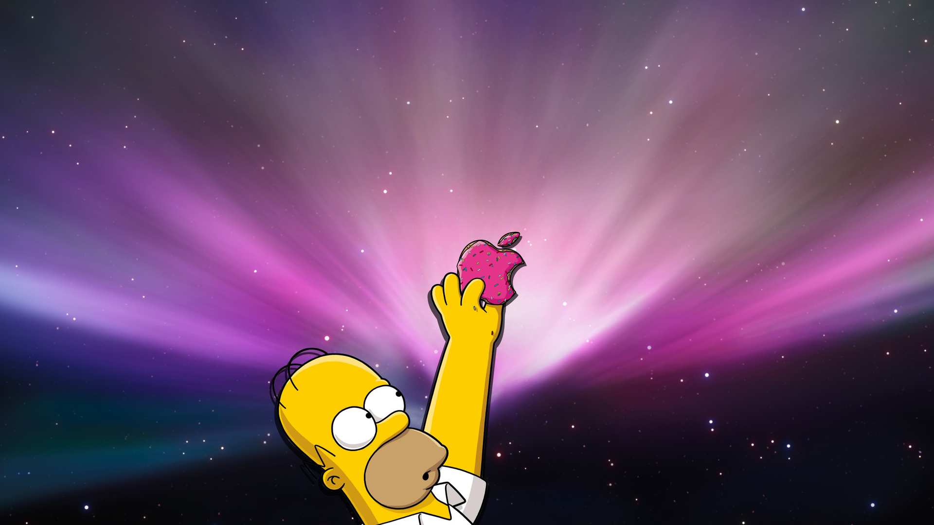 Homer Catching Apple Widescreen Wallpaper