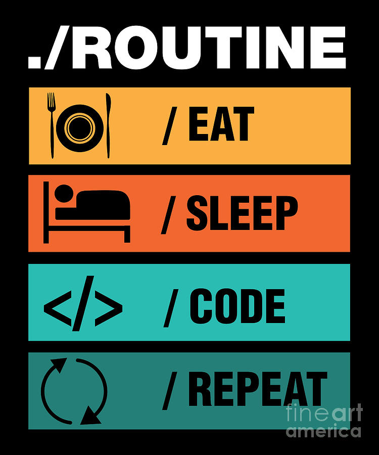 Eat Sleep Code Repeat Programmer Digital Art By Shir Tom Fine