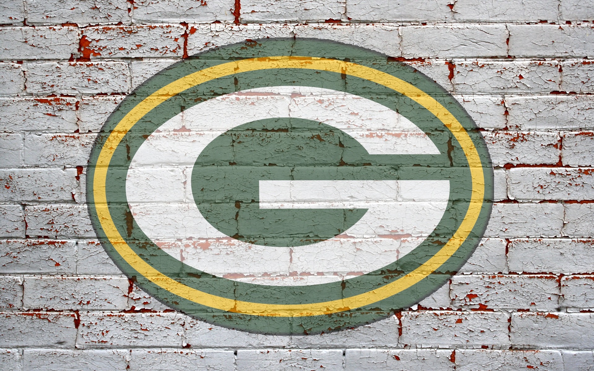 Packers Green Wallpaper Brick Logo Grey
