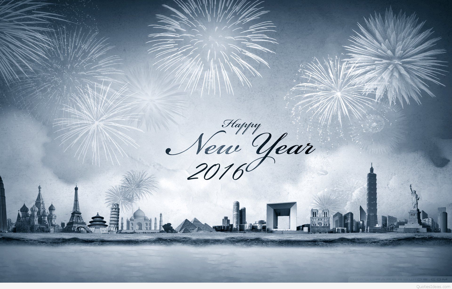 Fireworks 3d wallpaper Happy new year 2016 1920x1227