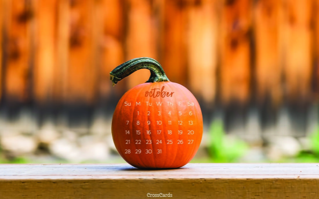 October Pumpkin Desktop Calendar Wallpaper