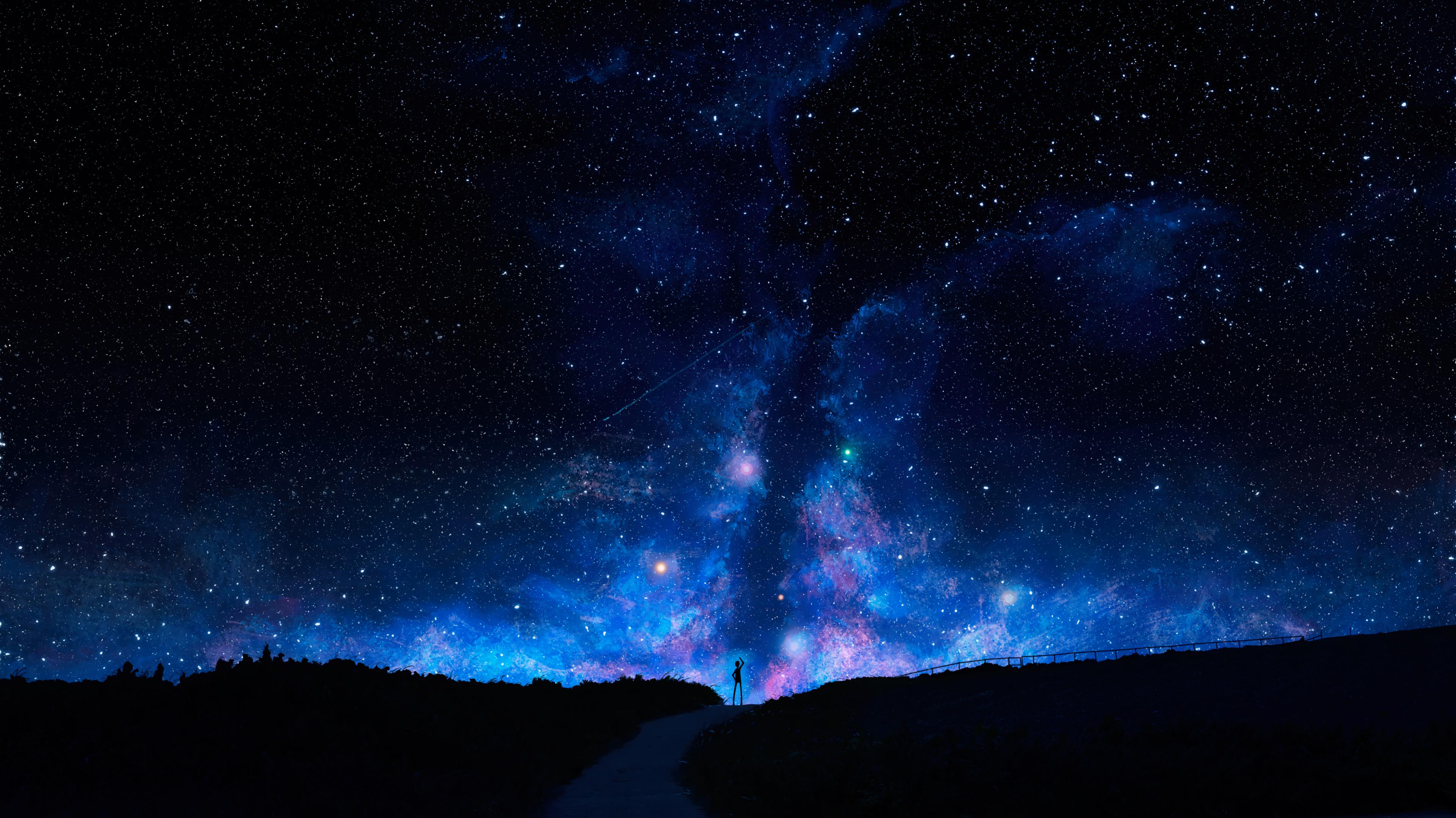 Night Sky Stars Scenery Art 4k Wallpaper iPhone HD Phone 40h
