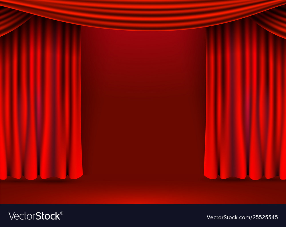 Red Velvet Curtains Background Show Stage Or Vector Image