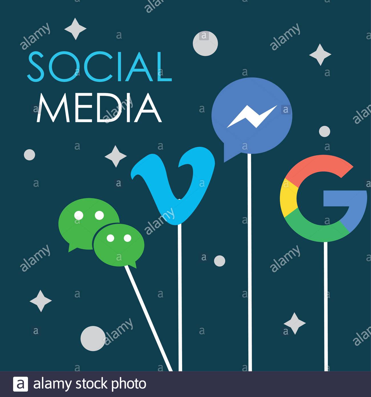 Social Media And Instant Messaging Icons Set Over Blue Background